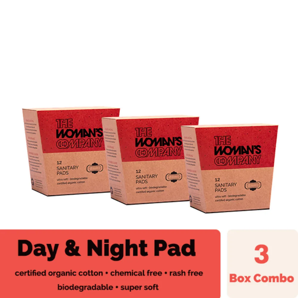 The Woman's Company Sanitary Pads Day & Night Normal & Heavy Flow - Combo of 3