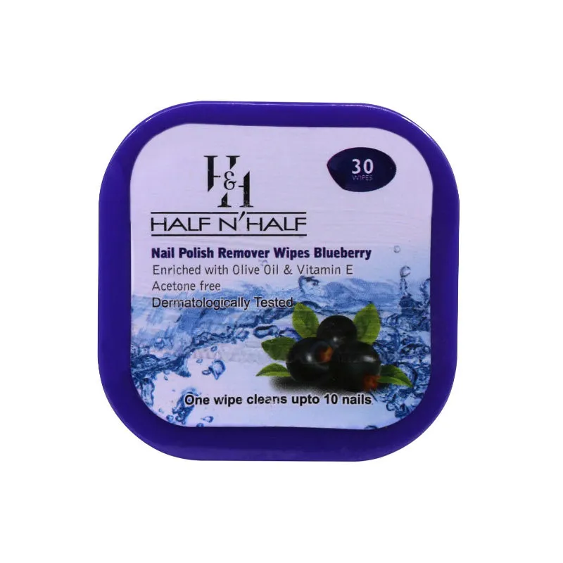 Half N Half Nail Polish Remover Wipes - Blueberry