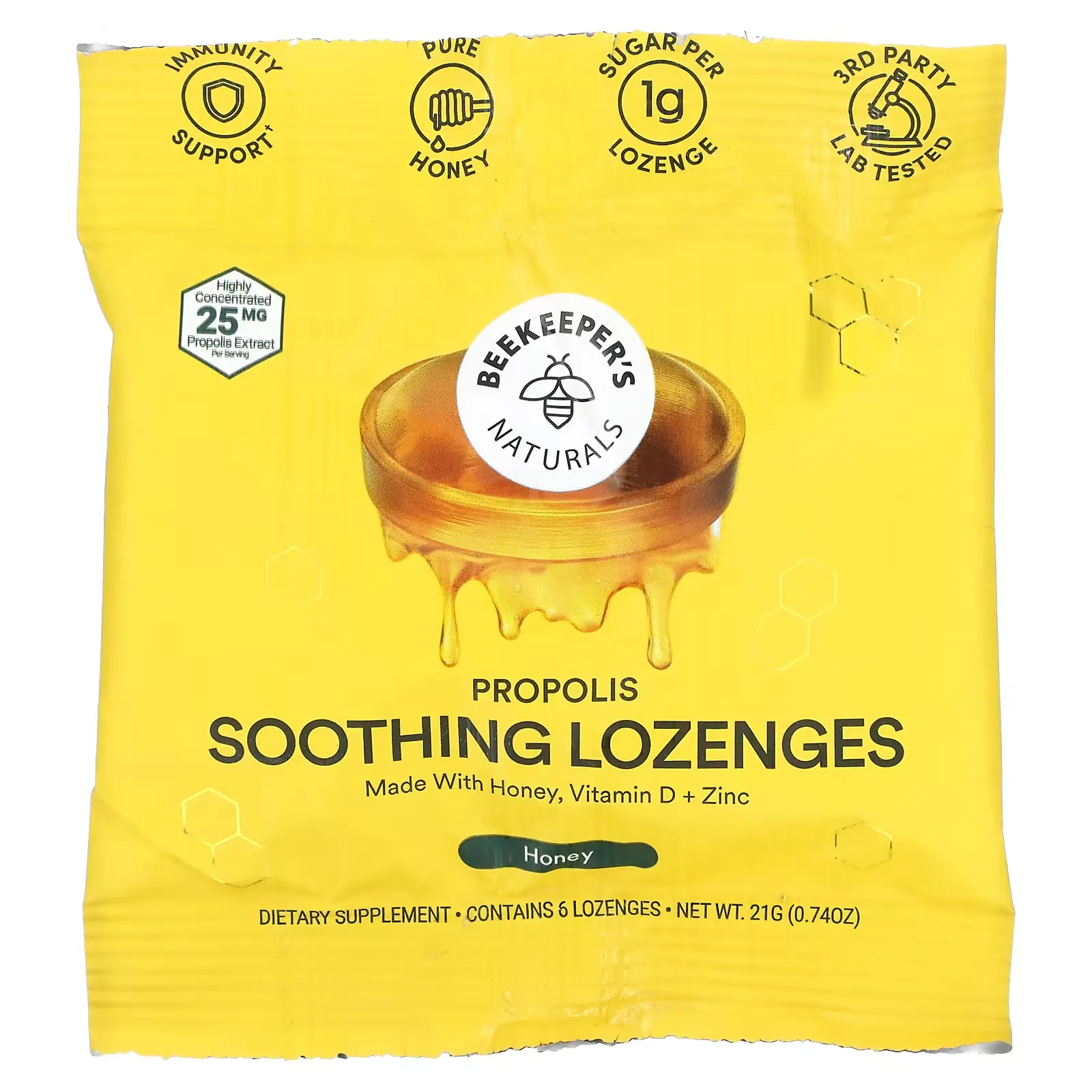 Propolis Soothing Lozenges, Honey, 6 Lozenges, 0.74 oz (21 g)