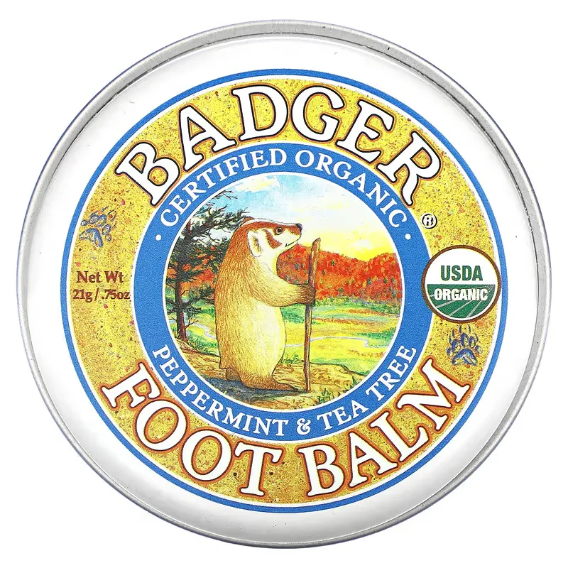 Organic Foot Balm, Peppermint & Tea Tree, 0.75 oz (21 g)