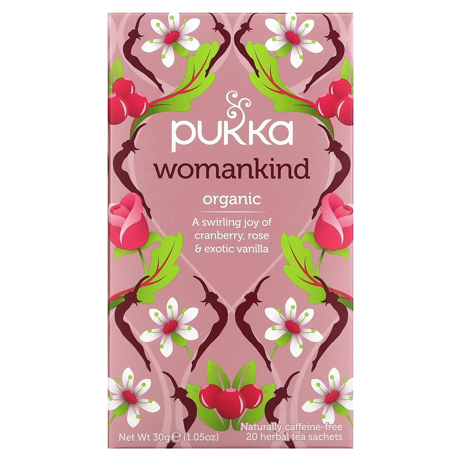 Organic Herbal Tea, Womankind, Caffeine Free, 20 Herbal Tea Sachets, 0.05 oz (1.5 g)