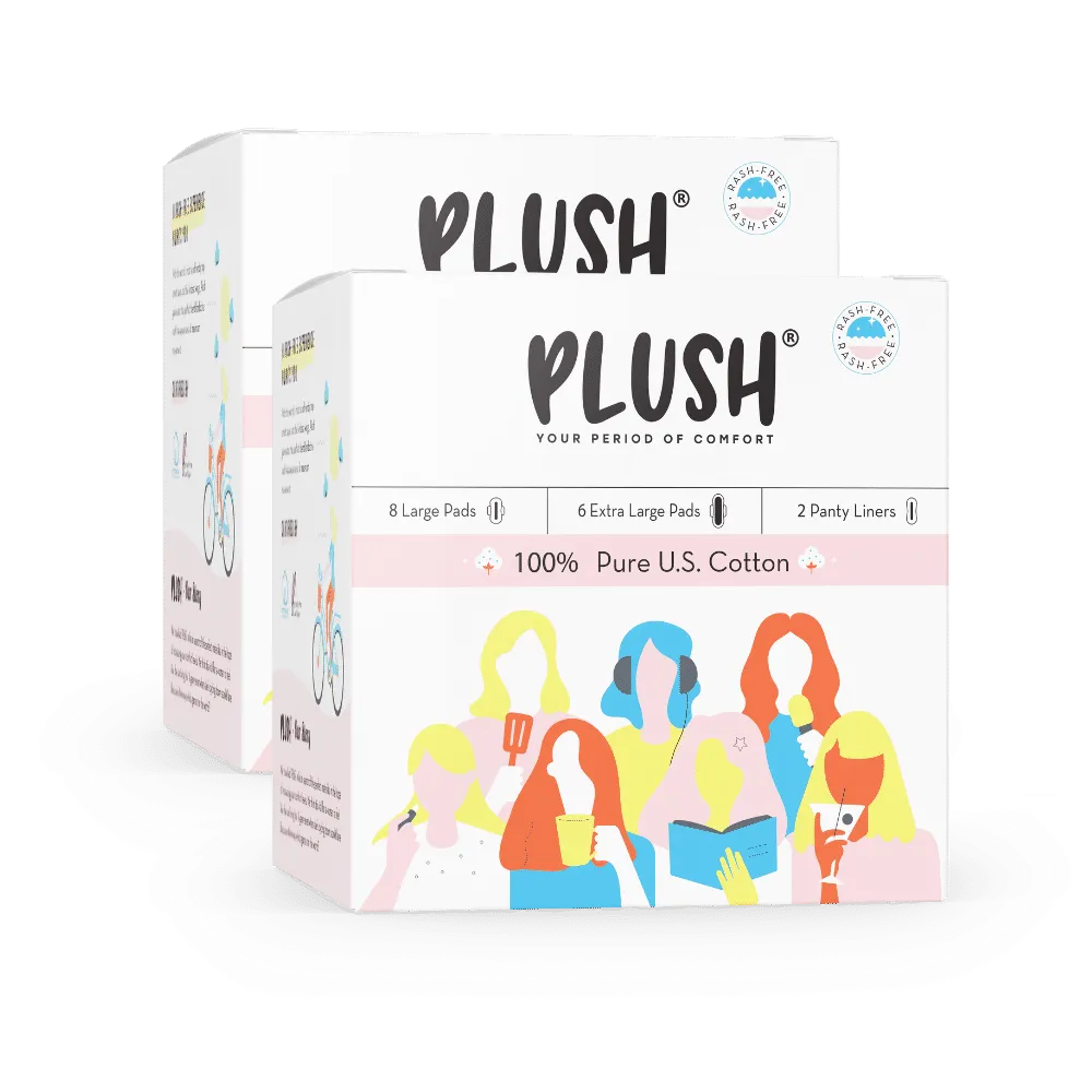 Plush 100% Pure US Cotton Ultra thin Sanitary Pads - 17Pcs - Pack of 2