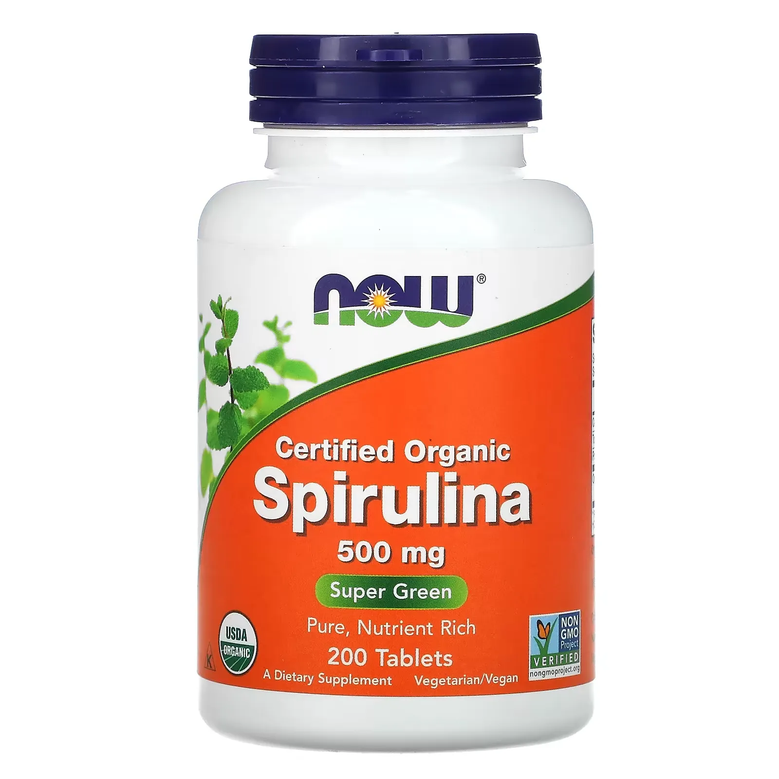 Certified Organic Spirulina, 500 mg, 200 Tablets