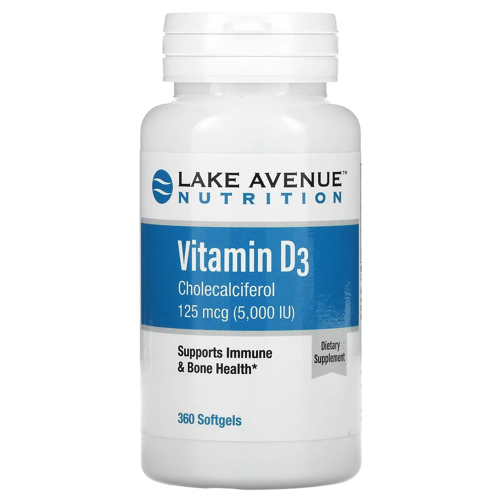 Vitamin D3, 125 mcg (5,000 IU), 360 Softgels