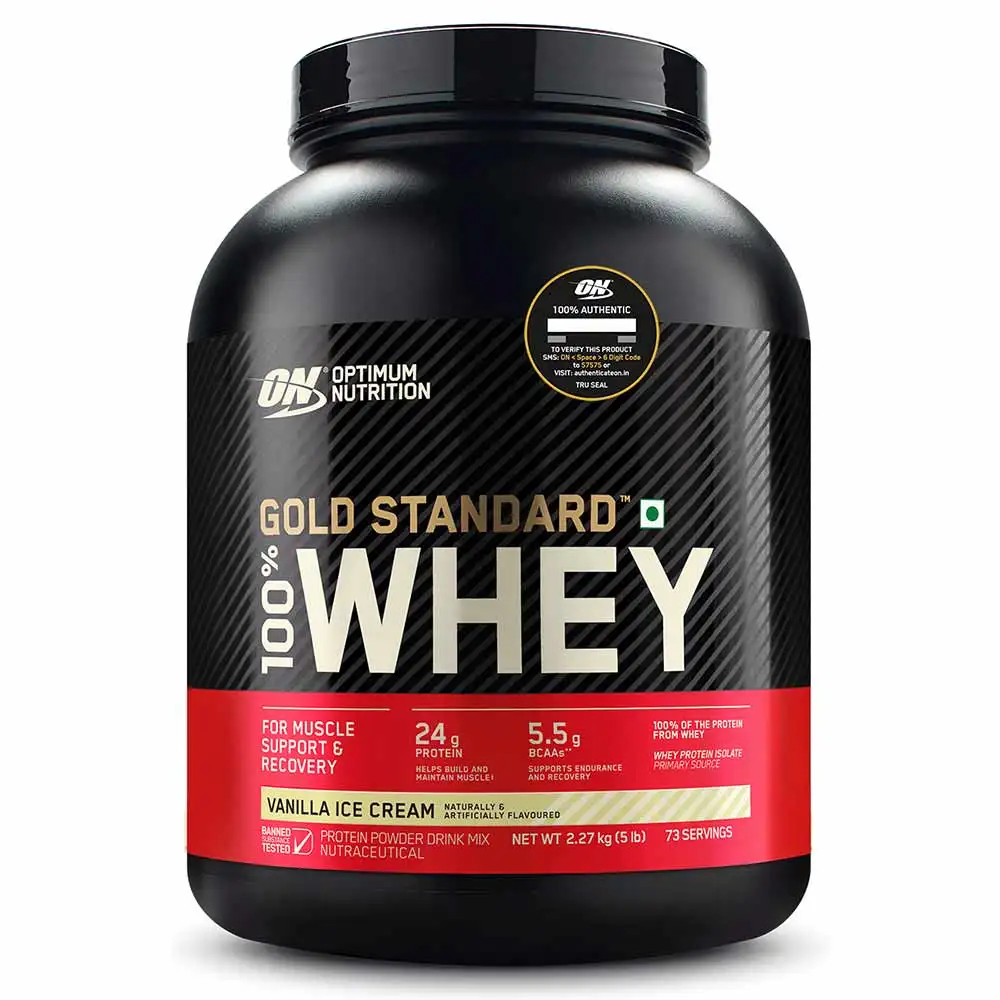 ON (Optimum Nutrition) Gold Standard 100% Whey Protein,  5 lb  Vanilla Ice Cream