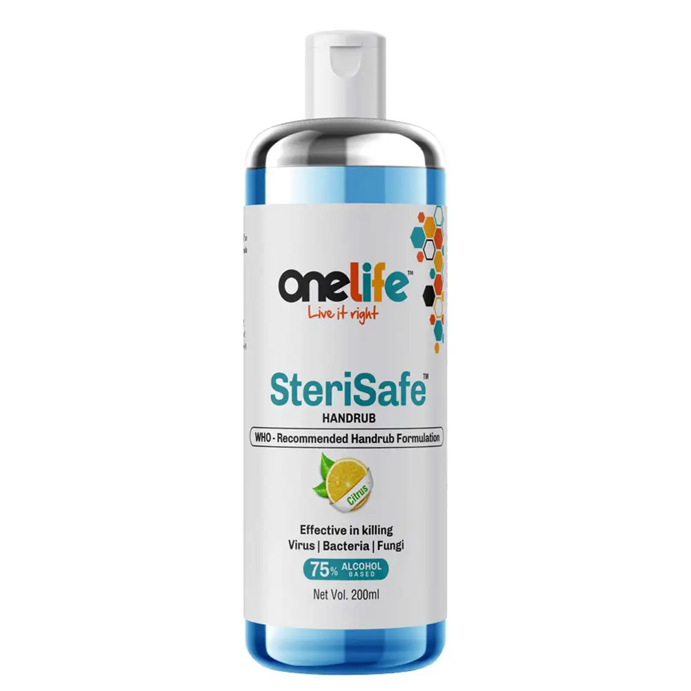 OneLife SteriSafe Hand Rub,  Citrus  200 ml  Effective in Killing Virus, Bacteria, Fungi (Pack of 2)