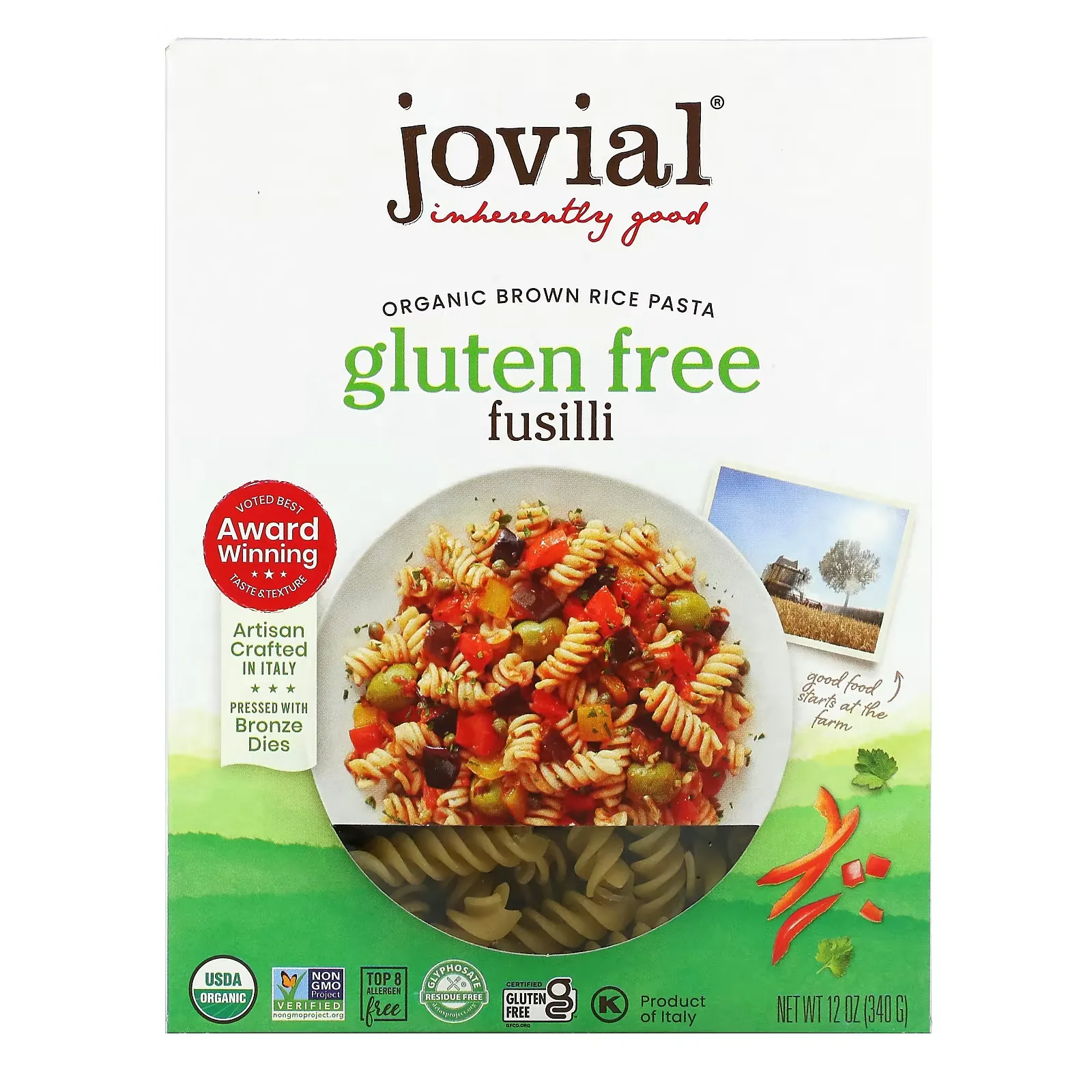 Organic Brown Rice Pasta, Fusilli, 12 oz (340 g)