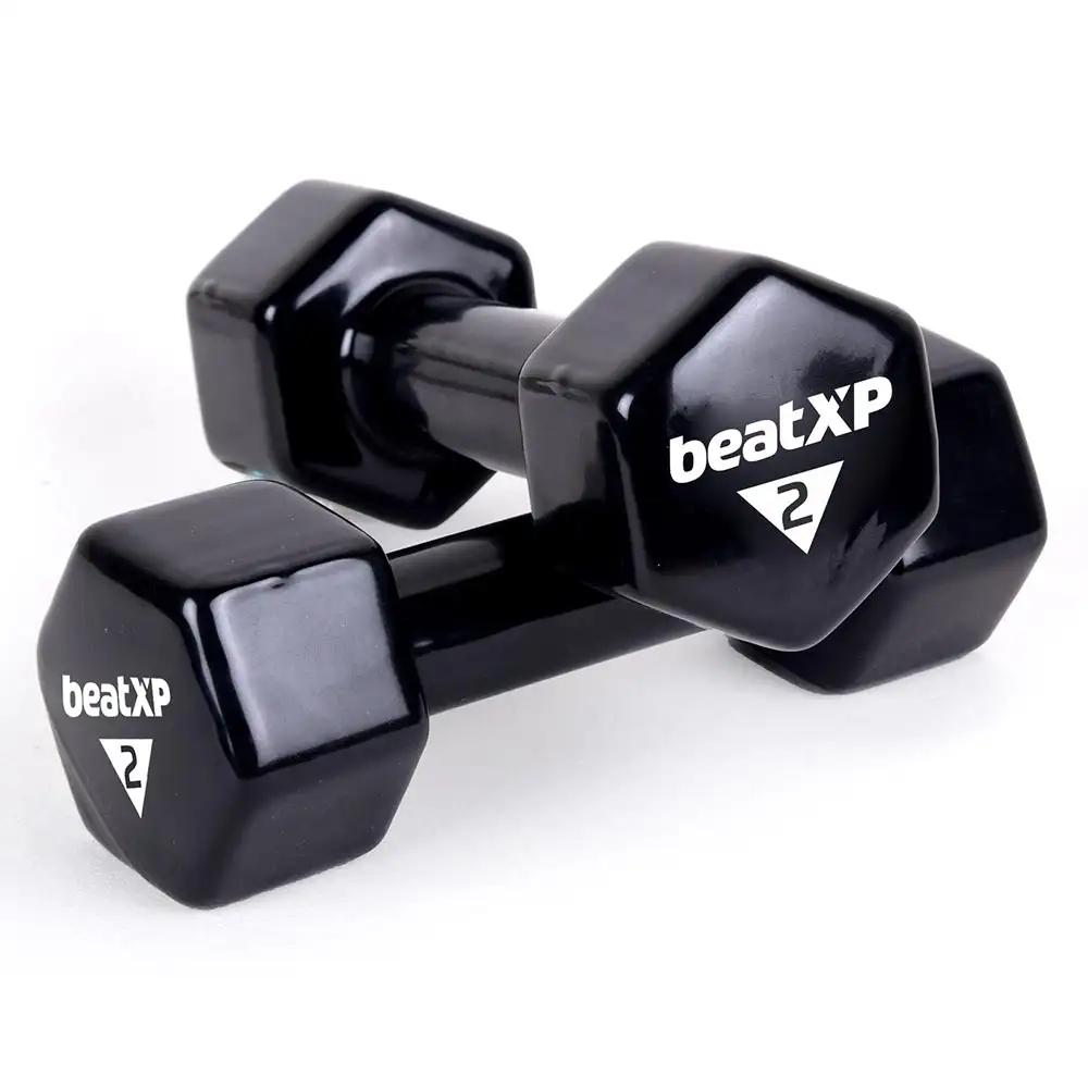 beatXP Vinyl Dumbbells,  Black (Pack of 2)  2 kg