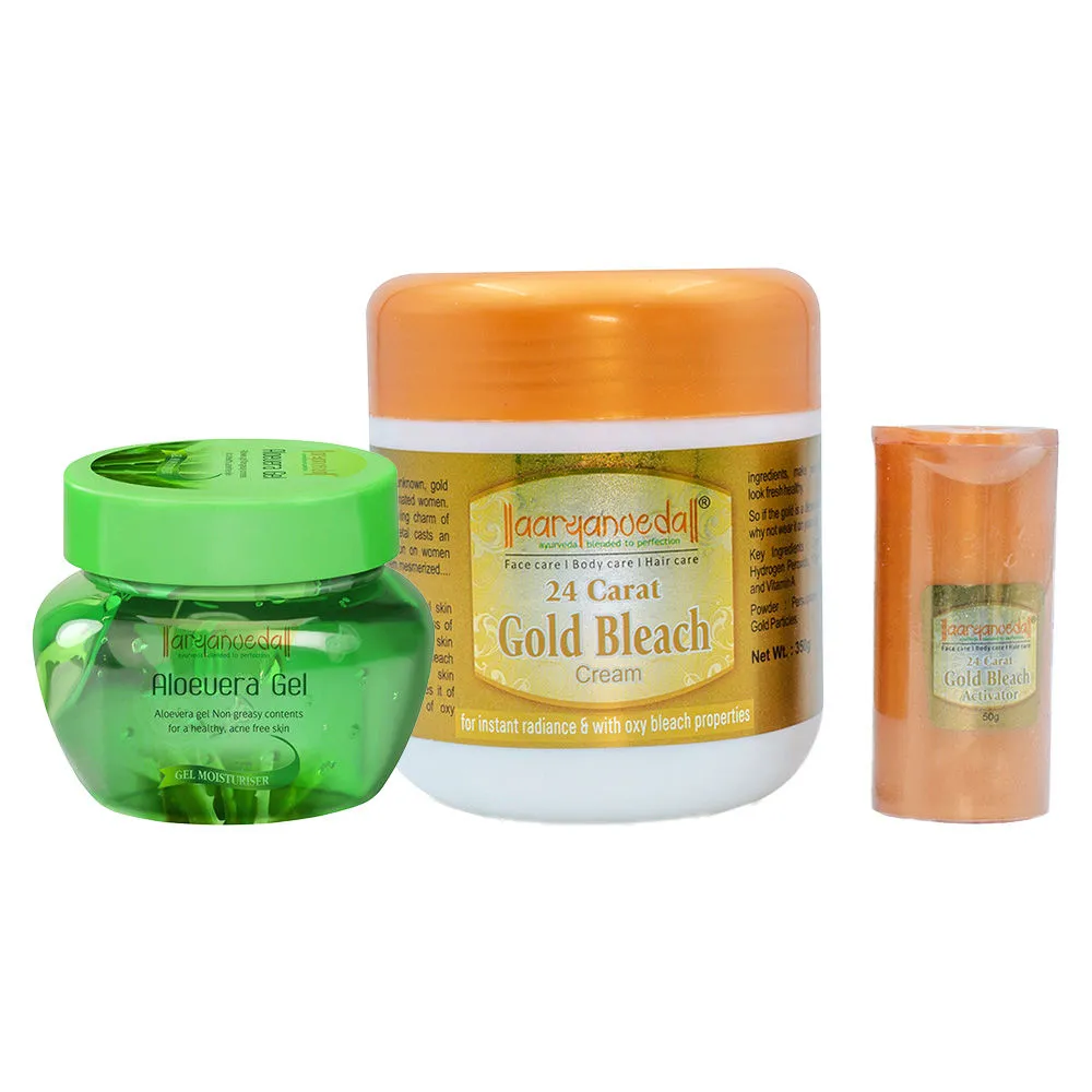 Aryanveda 24 Carat Gold Bleach & Aloevera Gel Combo Pack