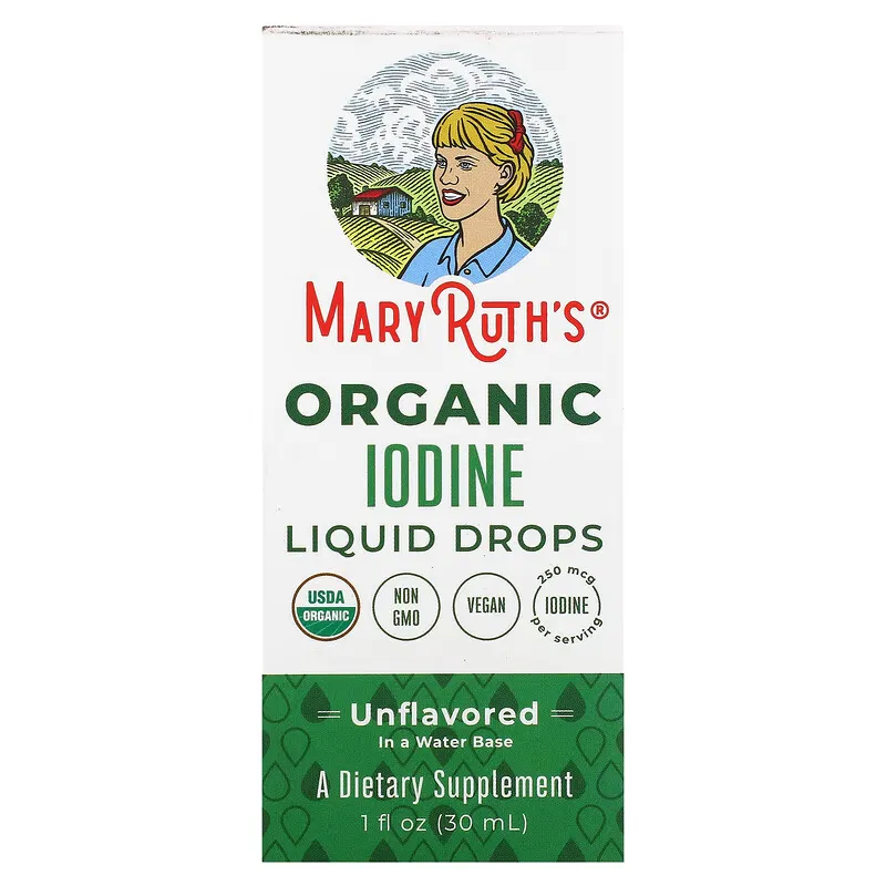 Organic Iodine Liquid Drops, Unflavored, 1 fl oz (30 ml)