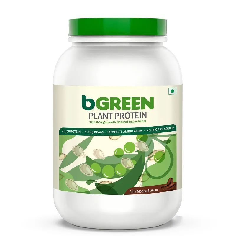 bGREEN by HealthKart Vegan Plant Protein Powder, 25 g Protein (Cafe Mocha)