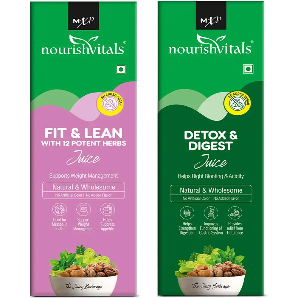 NourishVitals Fit & Lean Juice + Detox & Digest Juice 500 ml Combo,  Natural  2 Piece(s)/Pack