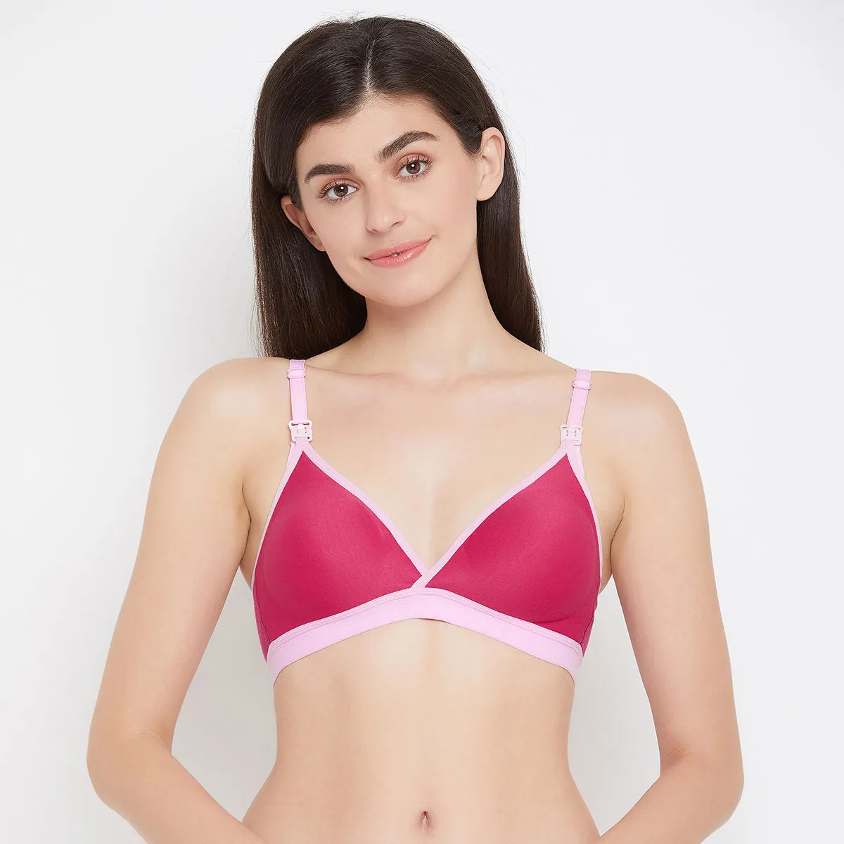 Clovia Non-padded Non-wired Feeding Bra In Dark - Cotton Rich - Pink