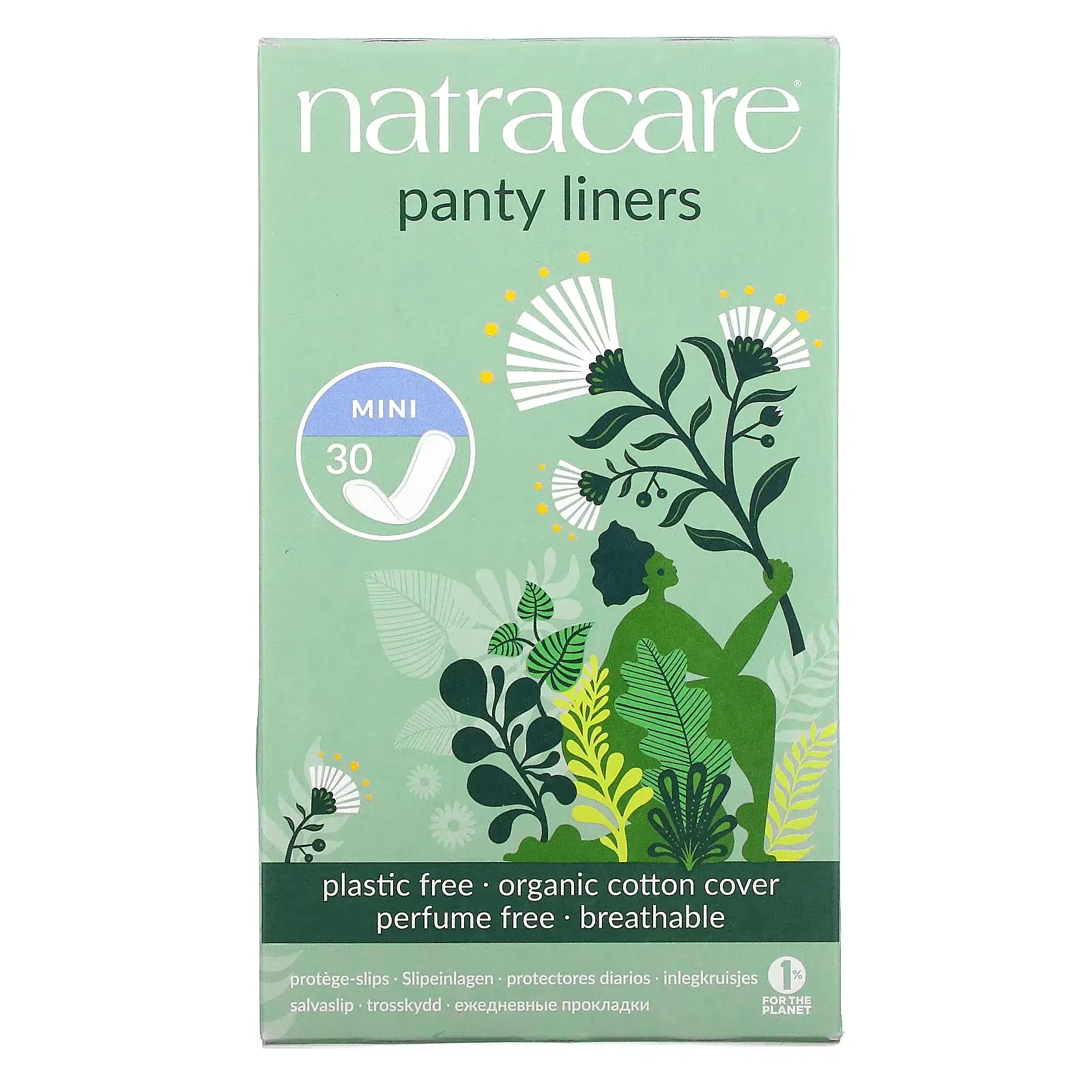 Panty Liners, Organic Cotton Cover, Mini, 30 Liners