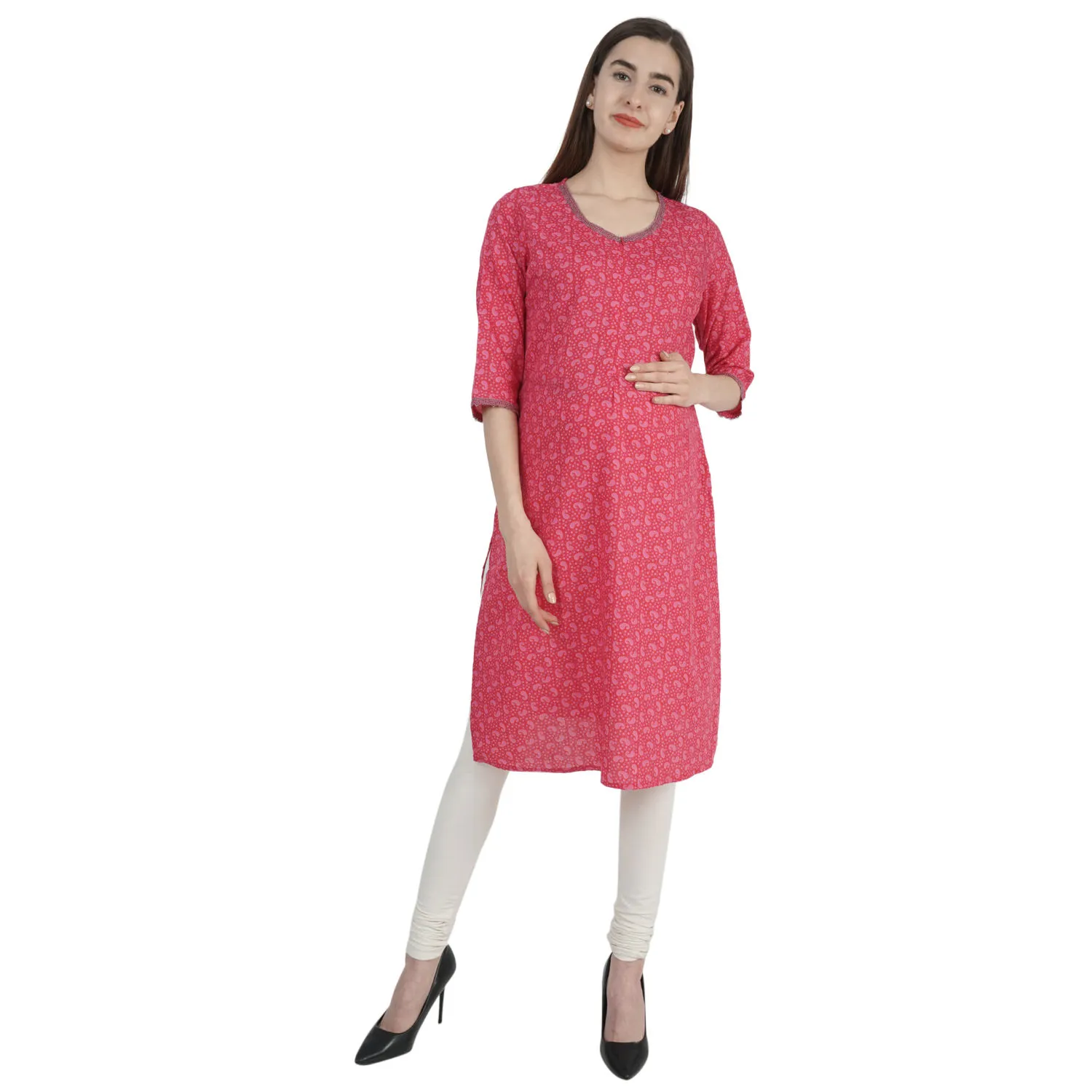 Morph Maternity Pink Paisley Print Nursing Kurta