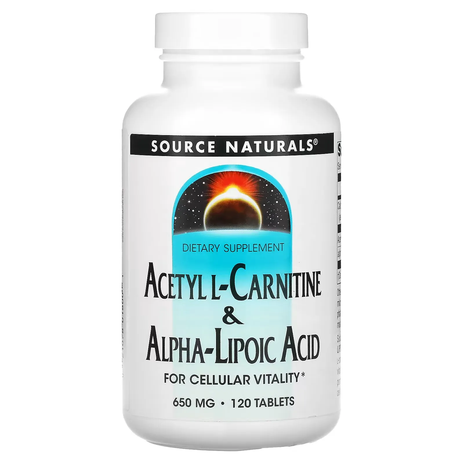 Acetyl L-Carnitine & Alpha-Lipoic Acid, 650 mg, 120 Tablets