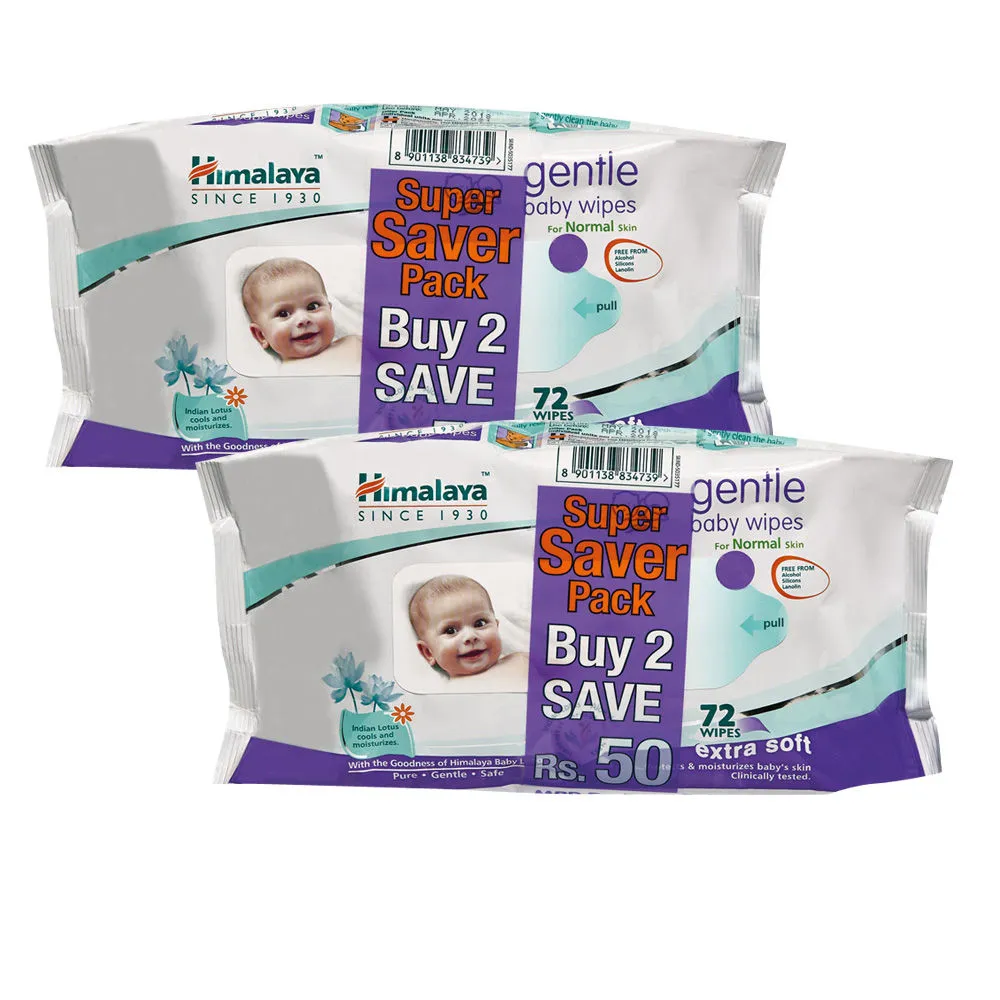 Himalaya Gentle Baby Wipes - Super Saver Pack Buy 2 Save Rs.50 - Pack of 2