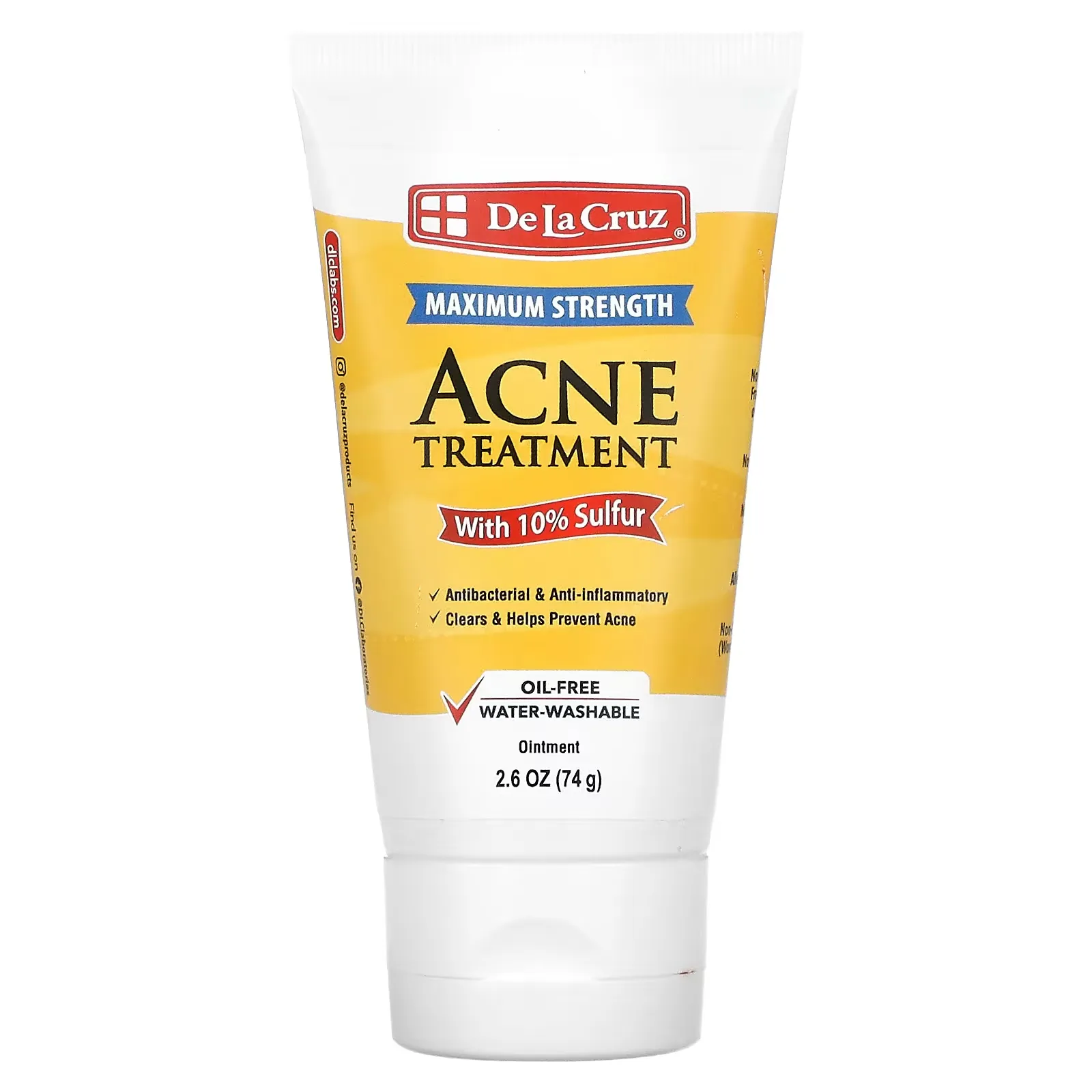 Acne Treatment Ointment with 10% Sulfur, Maximum Strength, 2.6 oz (74 g)