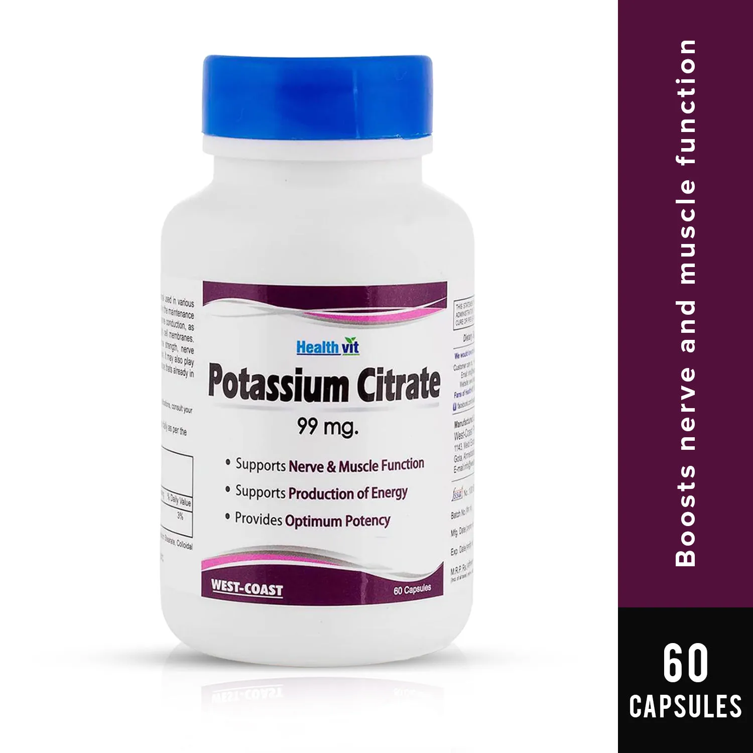 HealthVit Potassium Citrate 99Mg 60 Capsules