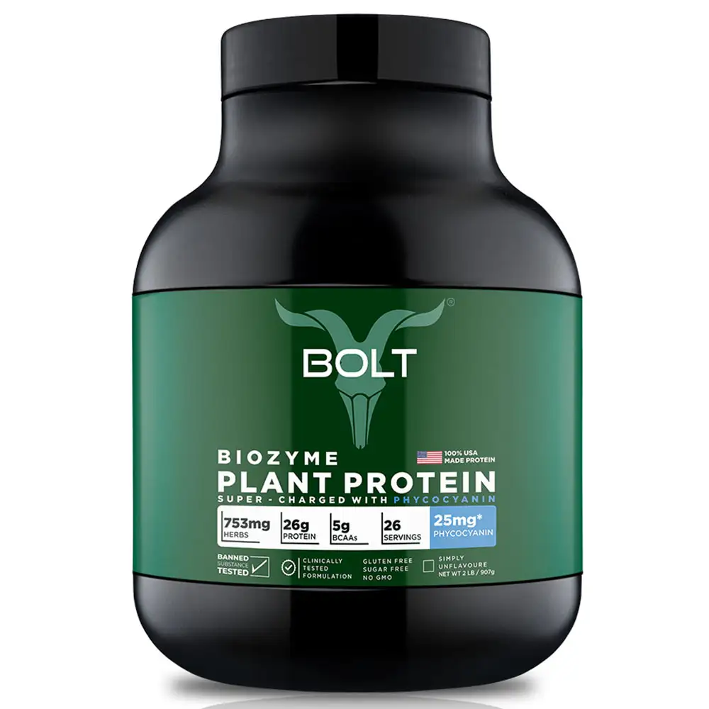 Bolt Biozyme Plant Protein Super-Charged with Phycocyanin,  2 lb  Simply Unflavored