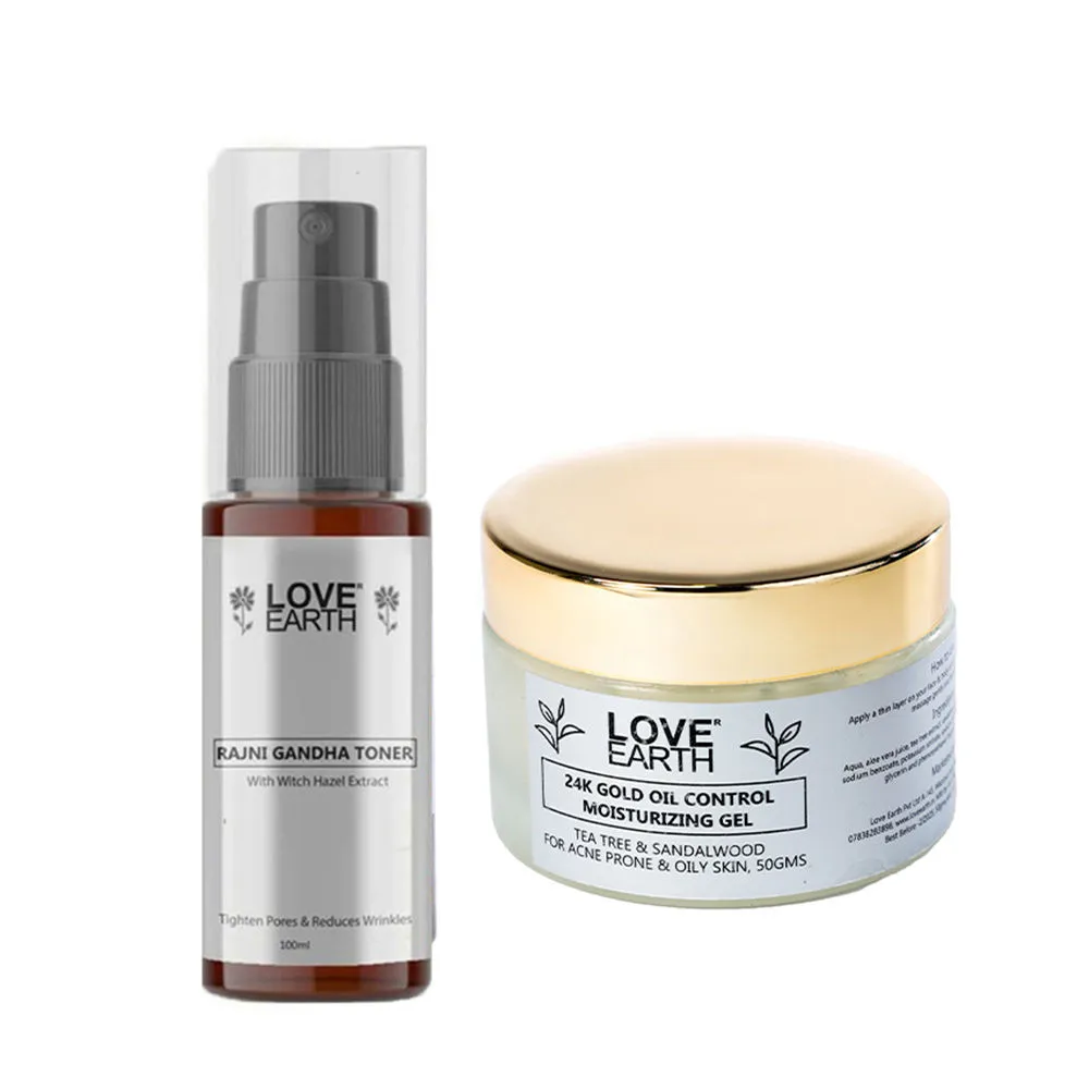 Love Earth Rajni Gandha Toner + 24k Gold Oil Moisturizing Gel