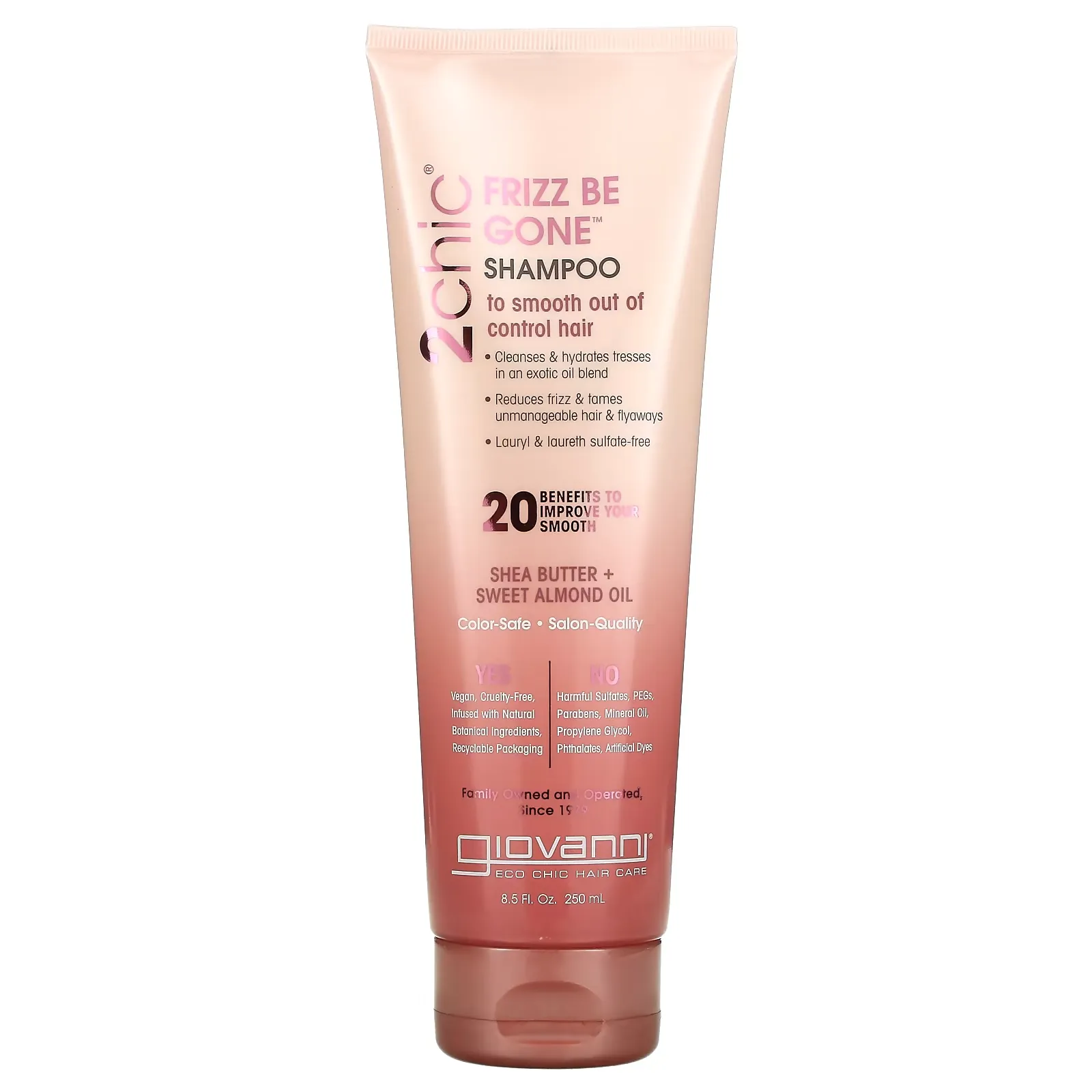 2chic, Frizz Be Gone Shampoo, To Smooth Out Of Control Hair, Shea Butter + Sweet Almond Oil, 8.5 fl oz (250 ml)