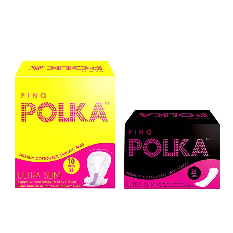 PINQ POLKA 25 Daily Liners & 10 XL Sanitary Pads Combo