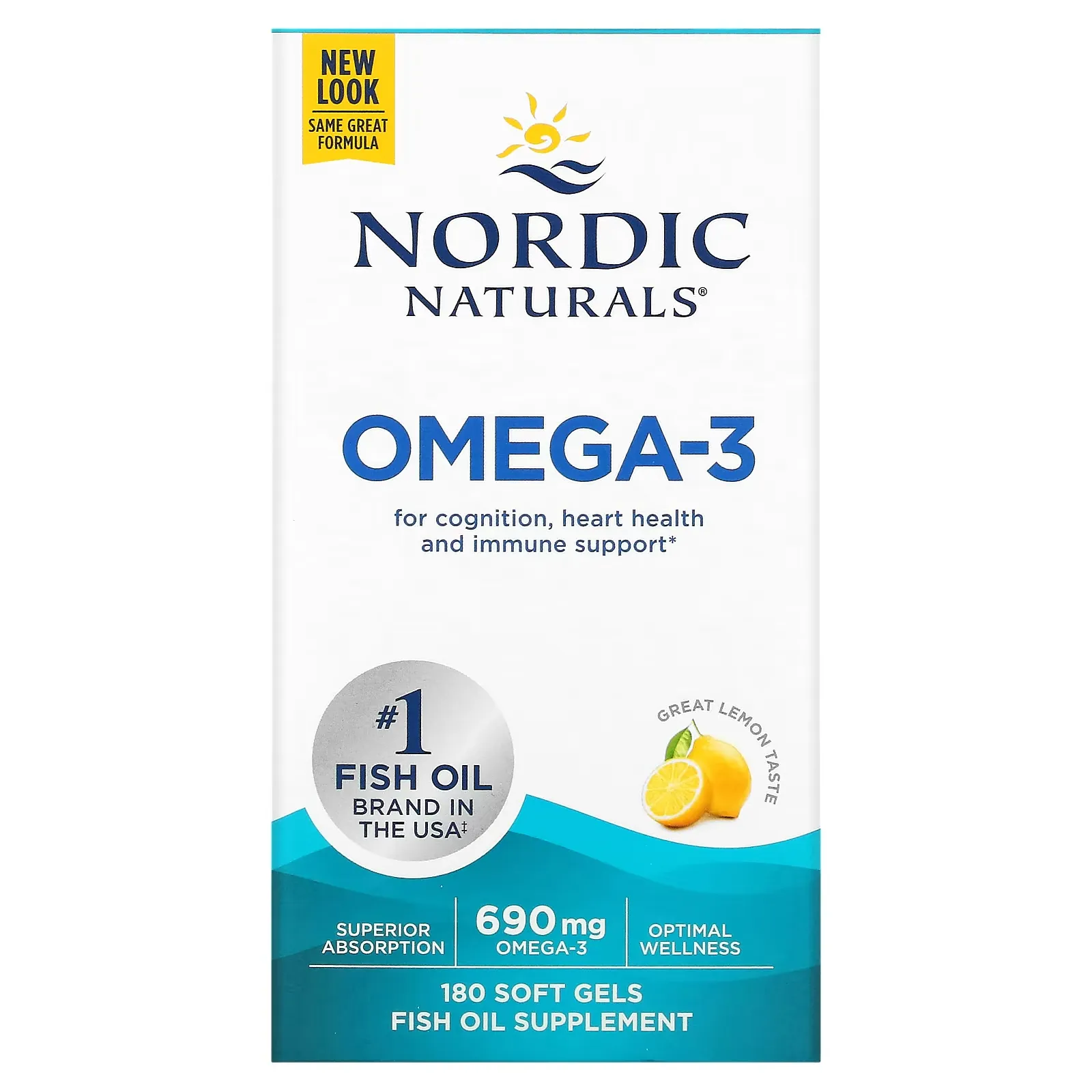 Omega-3, Lemon, 345 mg, 180 Soft Gels