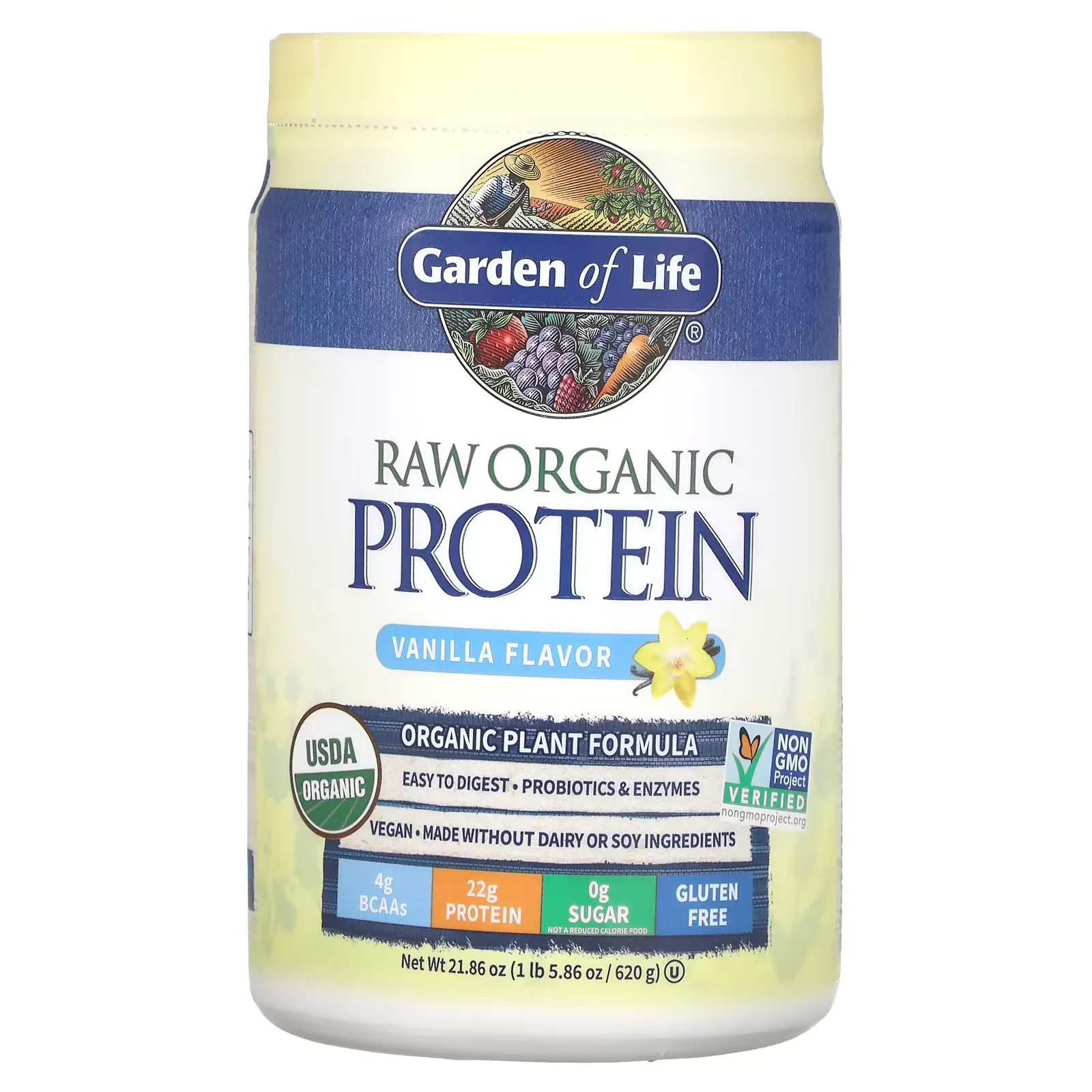 RAW Organic Protein, Organic Plant Formula, Vanilla, 21.86 oz (620 g)