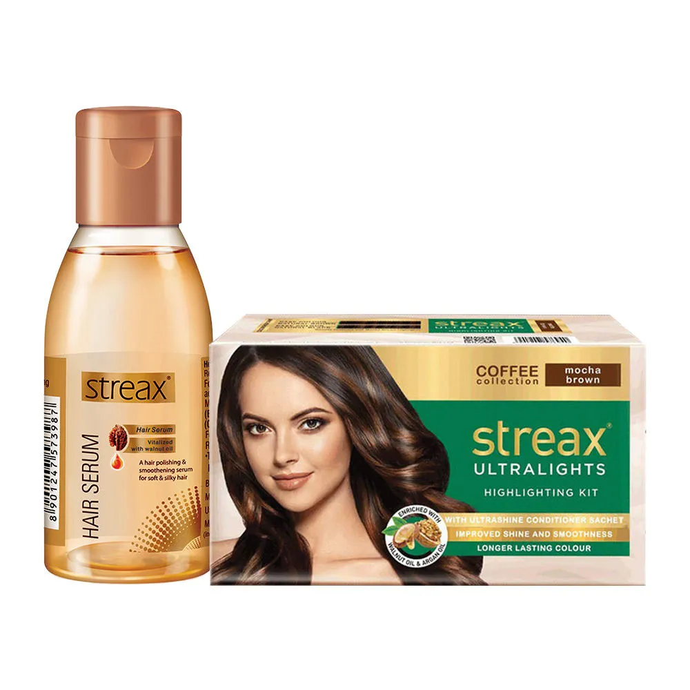 Streax Ultralights Mocha Brown + Hair Serum