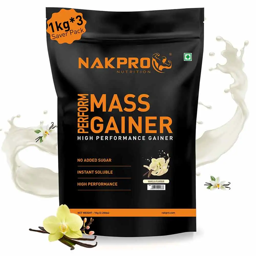 Nakpro Perform Mass Gainer,  2.2 lb  Vanilla (Pack of 3)