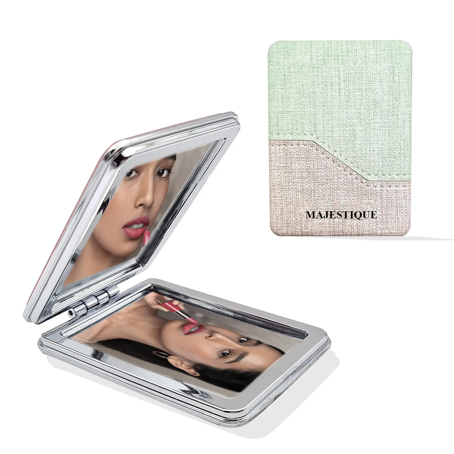 Majestique Compact Small Mirror With 1x And 2x Magnification Square