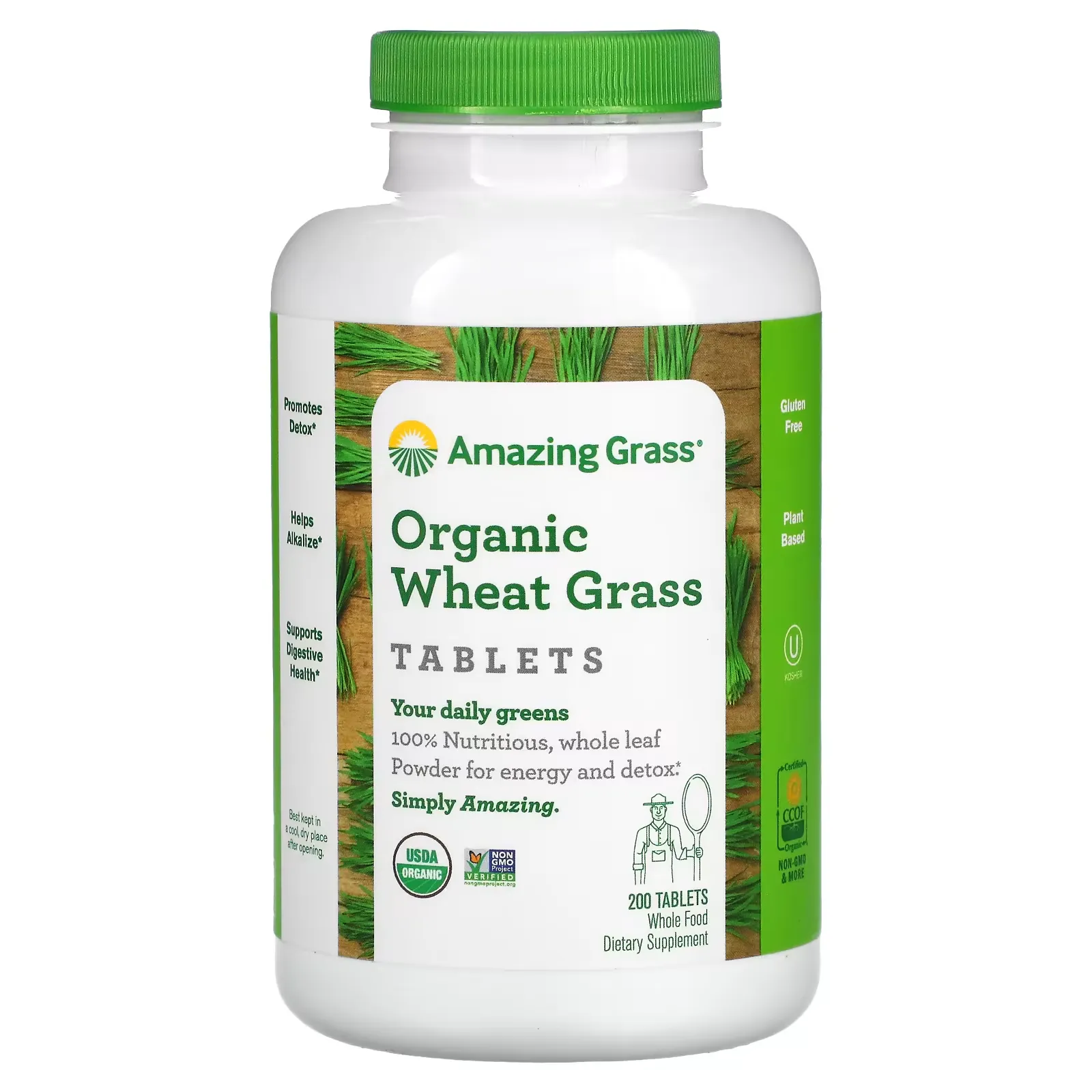 Organic Wheat Grass Tablets, 200 Tablets