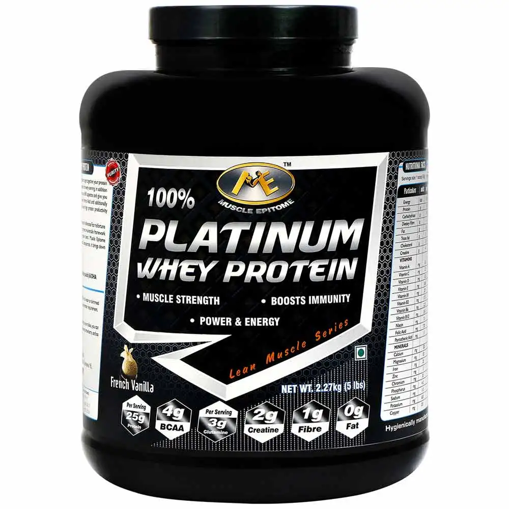 Muscle Epitome 100% Platinum Whey Protein,  5 lb  French Vanilla