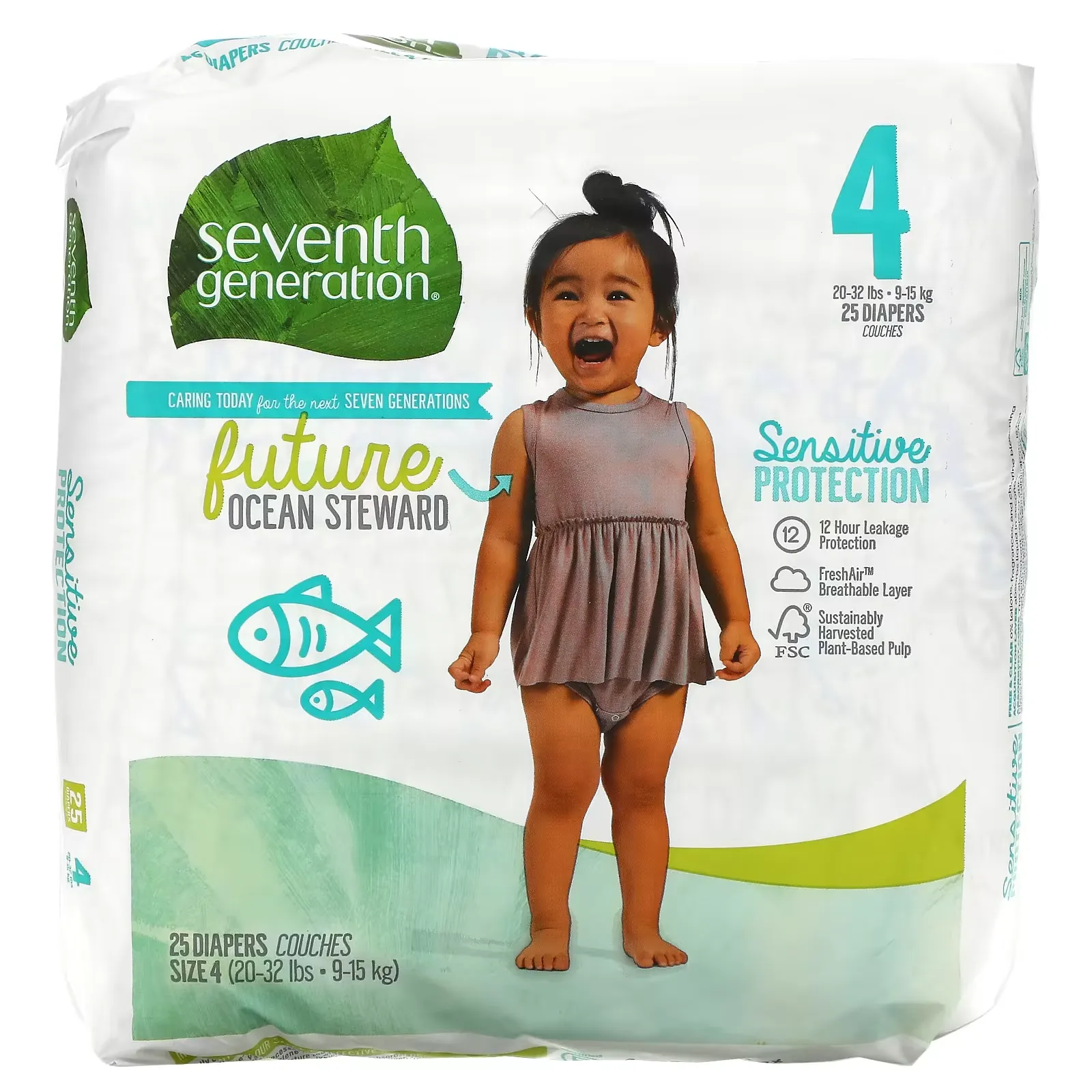 Sensitive Protection Diapers, Size 4, 20- 32 lbs, 25 Diapers