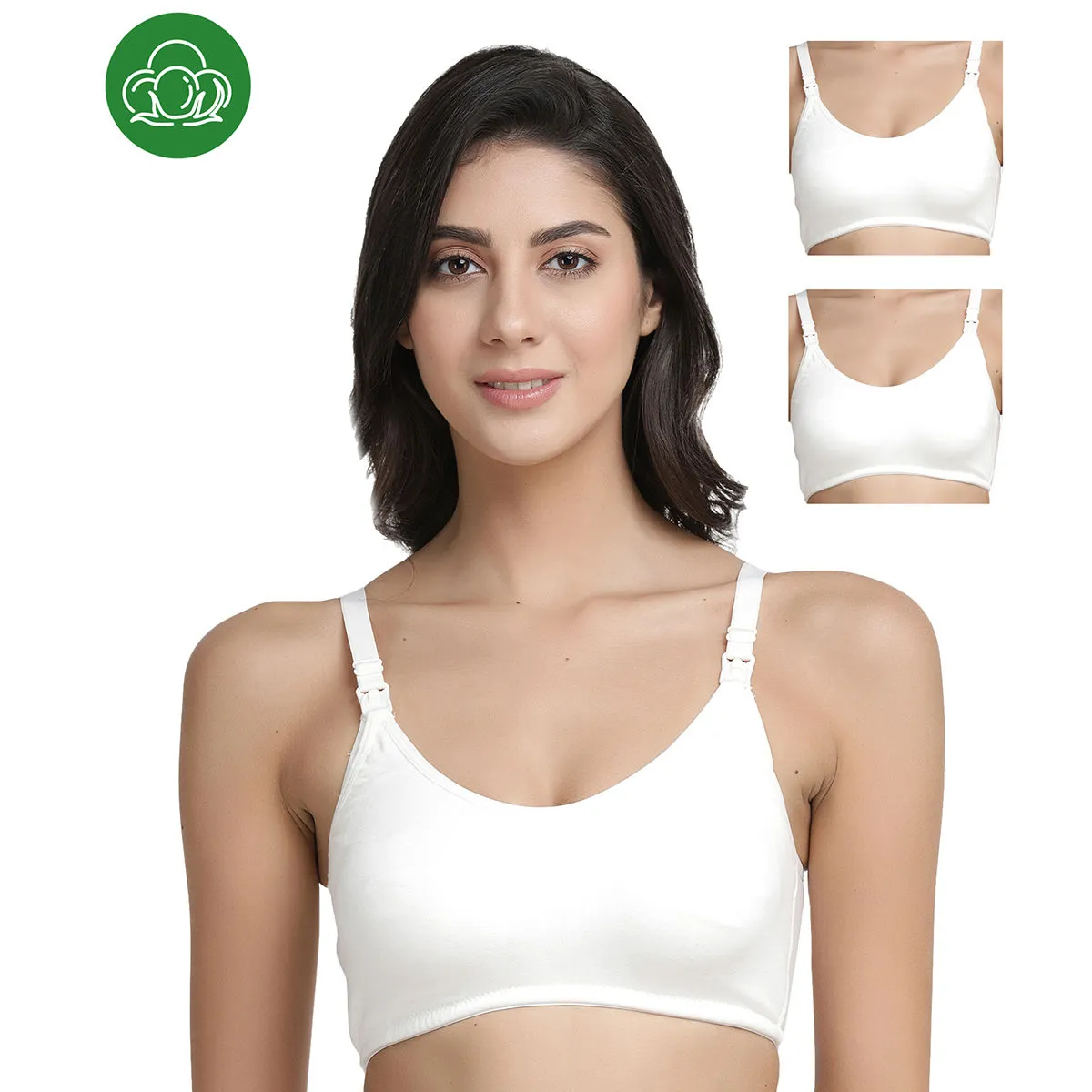 Inner Sense Organic Antimicrobial Soft Nursing Bra Pack of 3 - White