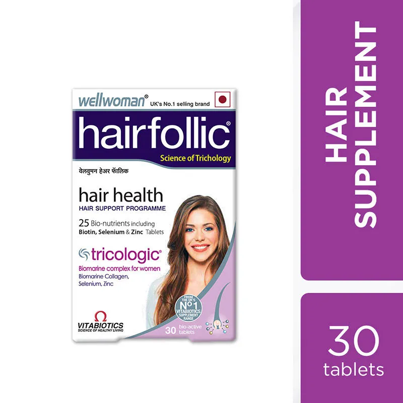 Wellwoman Hairfollic UK's No.1 Hair Supplement for Women (26 Nutrients & Bio Marine Collagen)