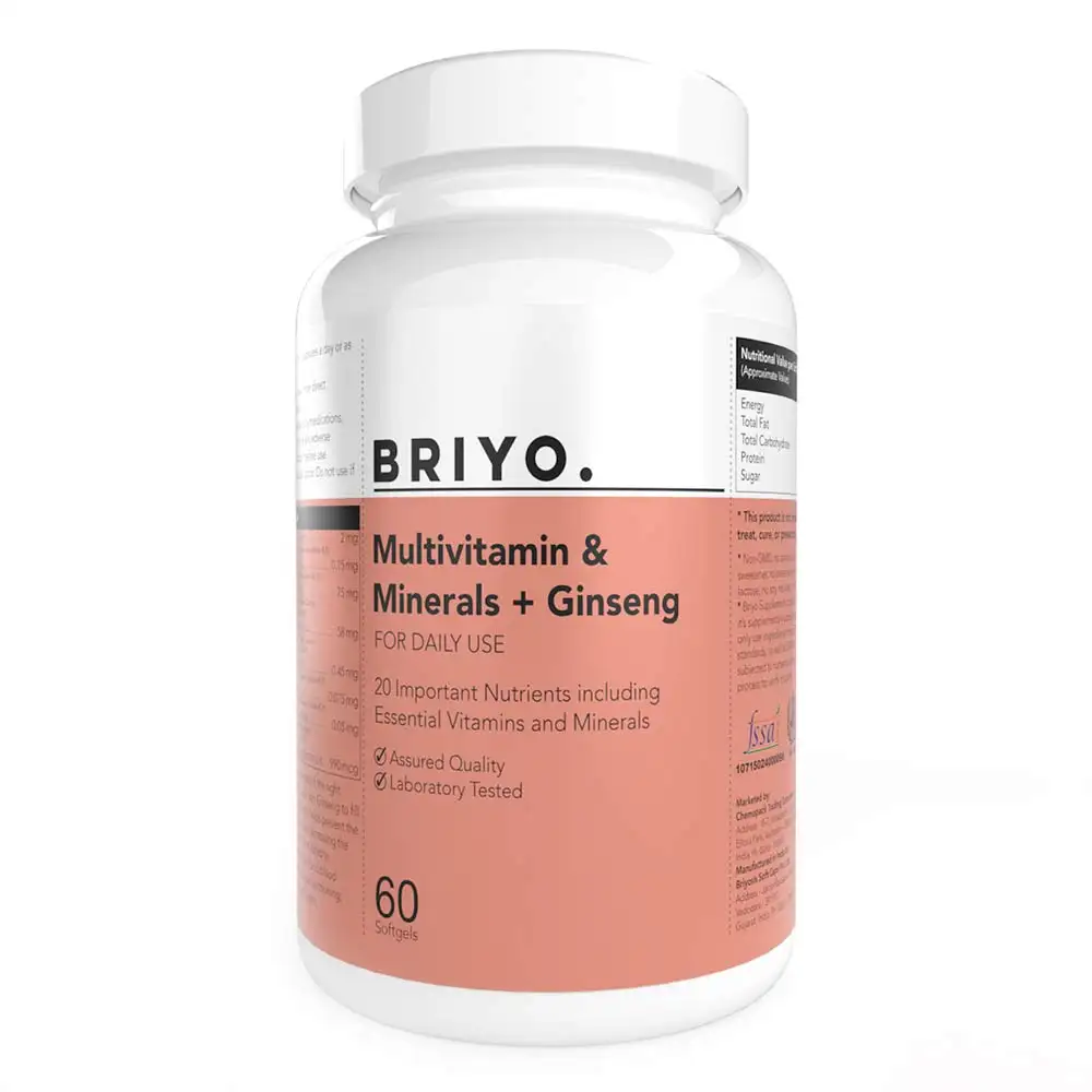 Briyo Multivitamins & Minerals with Ginseng,  60 softgels  Unflavoured