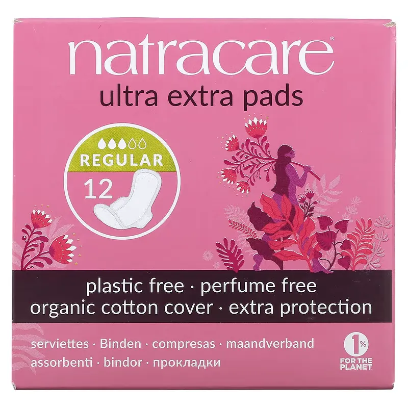 Ultra Extra Pads, Organic Cotton Cover, Regular, 12 Pads