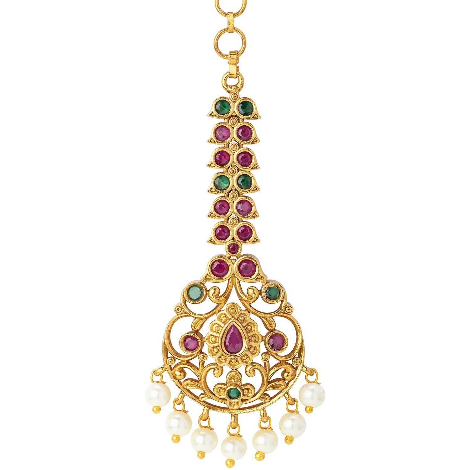 Peora New Collection Traditional Matte Gold Finish Copper Maangtikka Jewellery (PF53TK24RG)