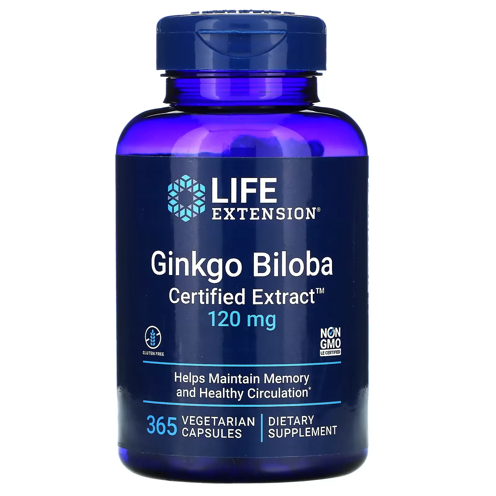 Ginkgo Biloba, Certified Extract, 120 mg, 365 Vegetarian Capsules