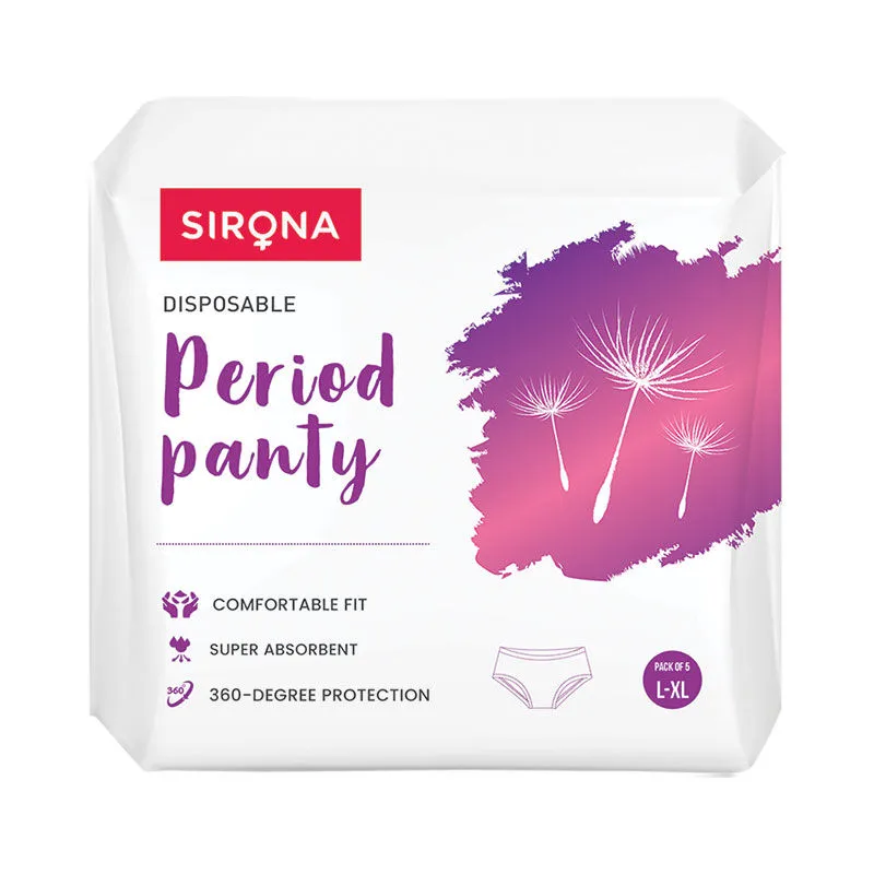 Sirona Disposable Period Panties for Women - Pack of 5 (L-XL), 360 Degree Protection Upto 12 Hours