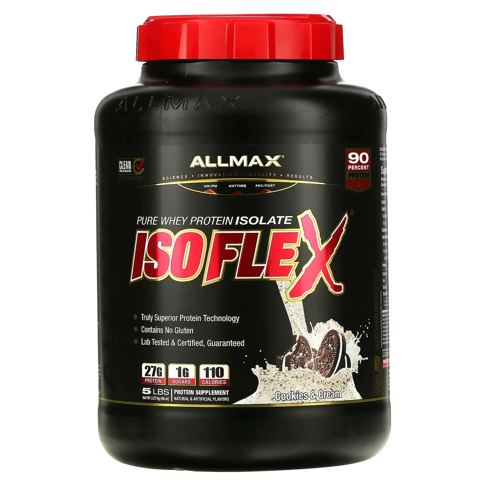 Isoflex, Pure Whey Protein Isolate, Cookies & Cream, 5 lb (2.27 kg)