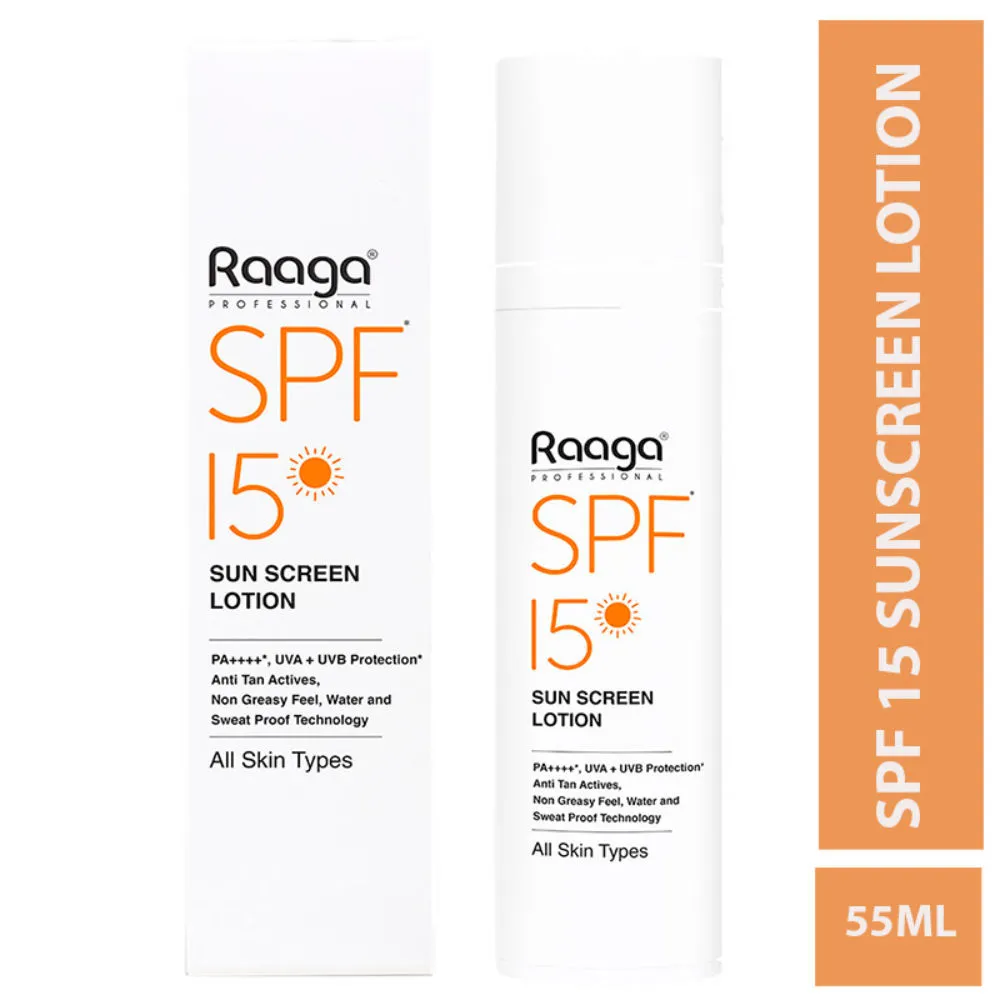 Raaga Professional Spf 15 Pa++++ Sunscreen Lotion With Uva + Uvb Protection, All Skin Types, 55 Ml