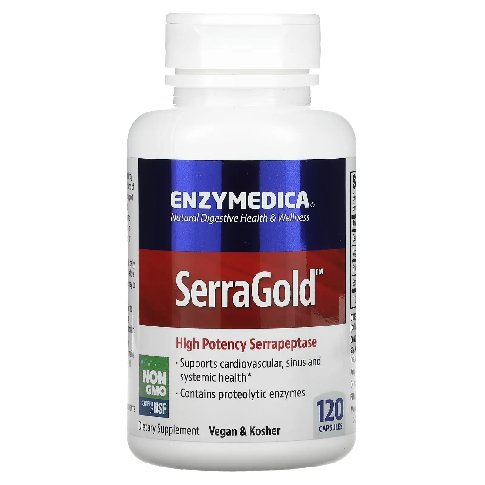 SerraGold, High Potency Serrapeptase, 120 Capsules