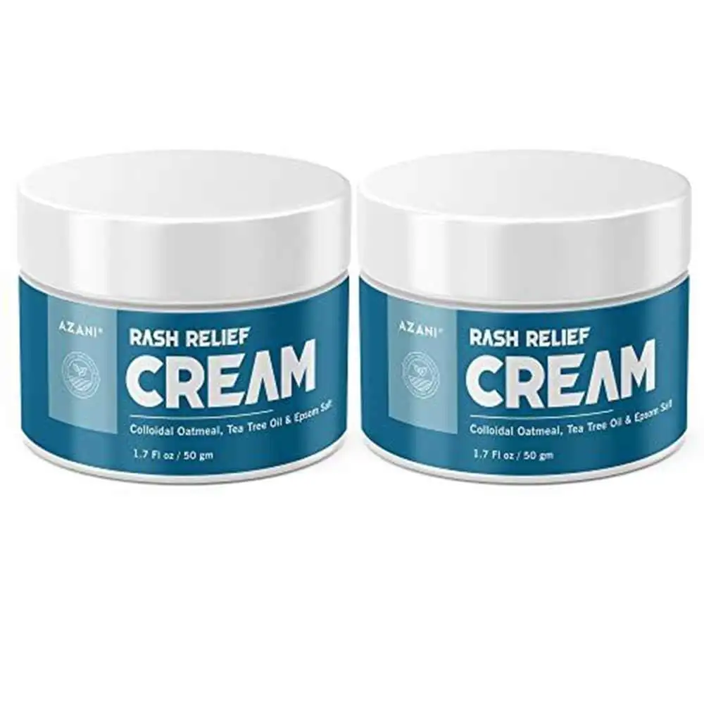 Azani Active Care Rash Relief Cream,  Colloidal Oatmeal Tea Tree Oil& Epsom Salt Pack of 2  50 g