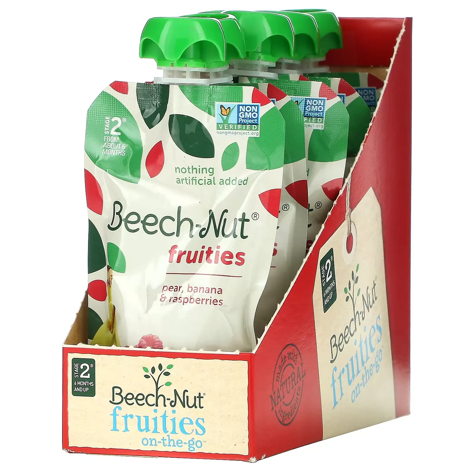 Fruities, 6+ Months, Pear, Banana & Raspberries, 12 Pouches, 3.5 oz (99 g) Each