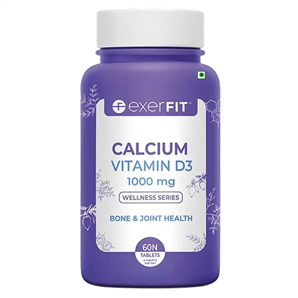 exerFIT Calcium D3 1000 mg Calcium Citrate Malate (most bioactive form) 400 IU Vitamin D3 Bone Health Formula,  60 tablet(s)  Unflavoured