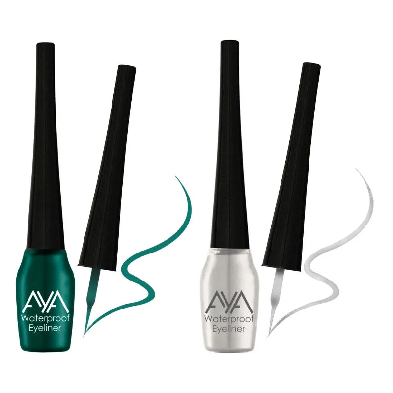 AYA Waterproof Eyeliner - Green And Silver (Set of 2)