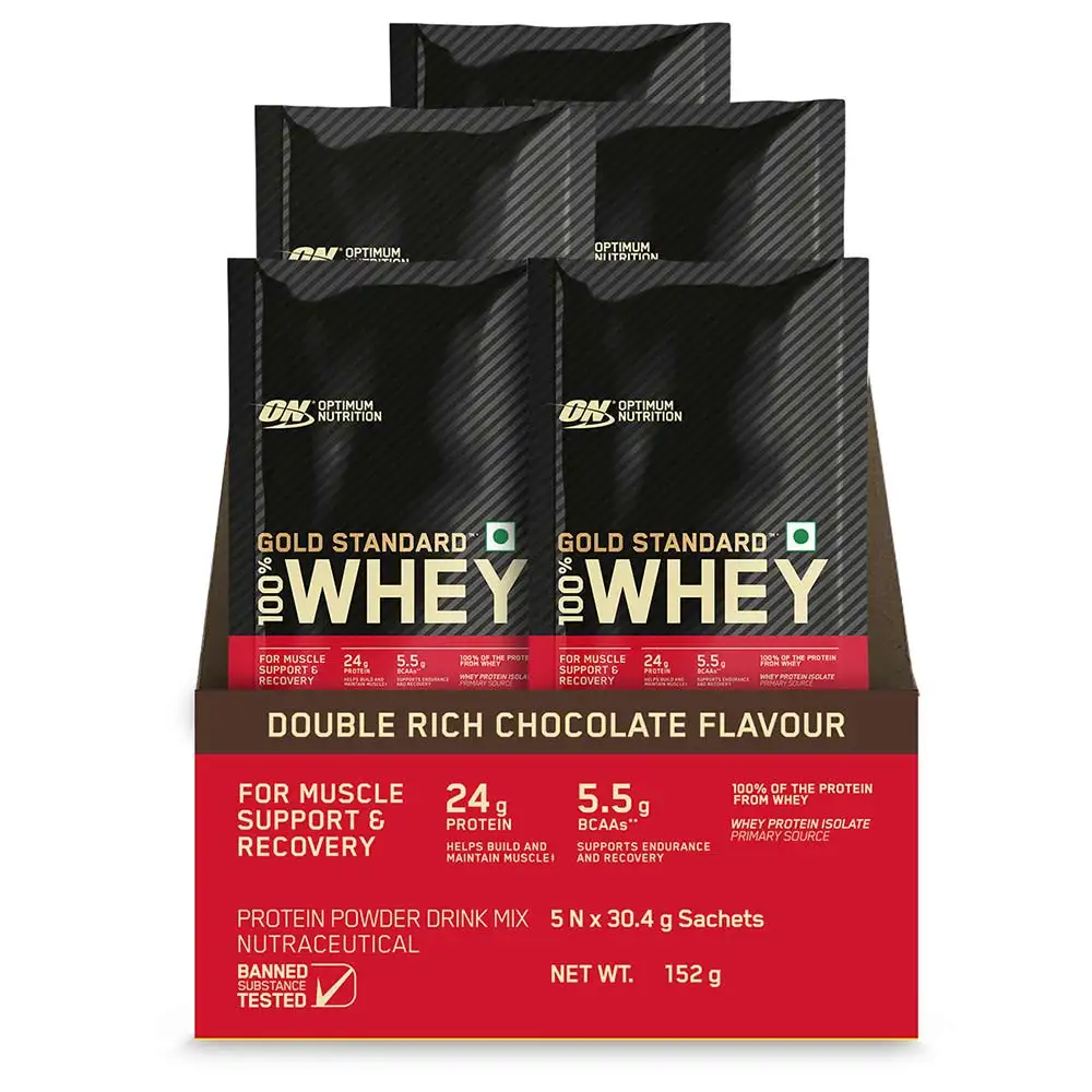 ON (Optimum Nutrition) Gold Standard 100% Whey Protein,  5 sachets/pack  Double Rich Chocolate